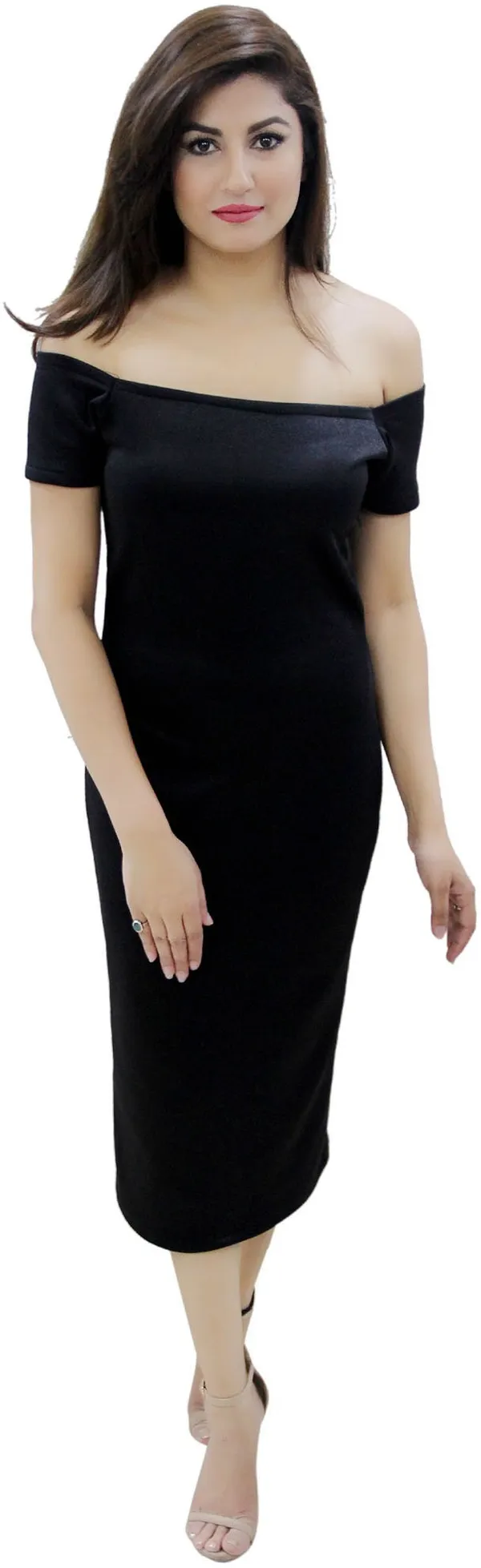 Black_Lycra_Blend_Round_Neck_Knee_Length_Bodycon_Dress_For_Women