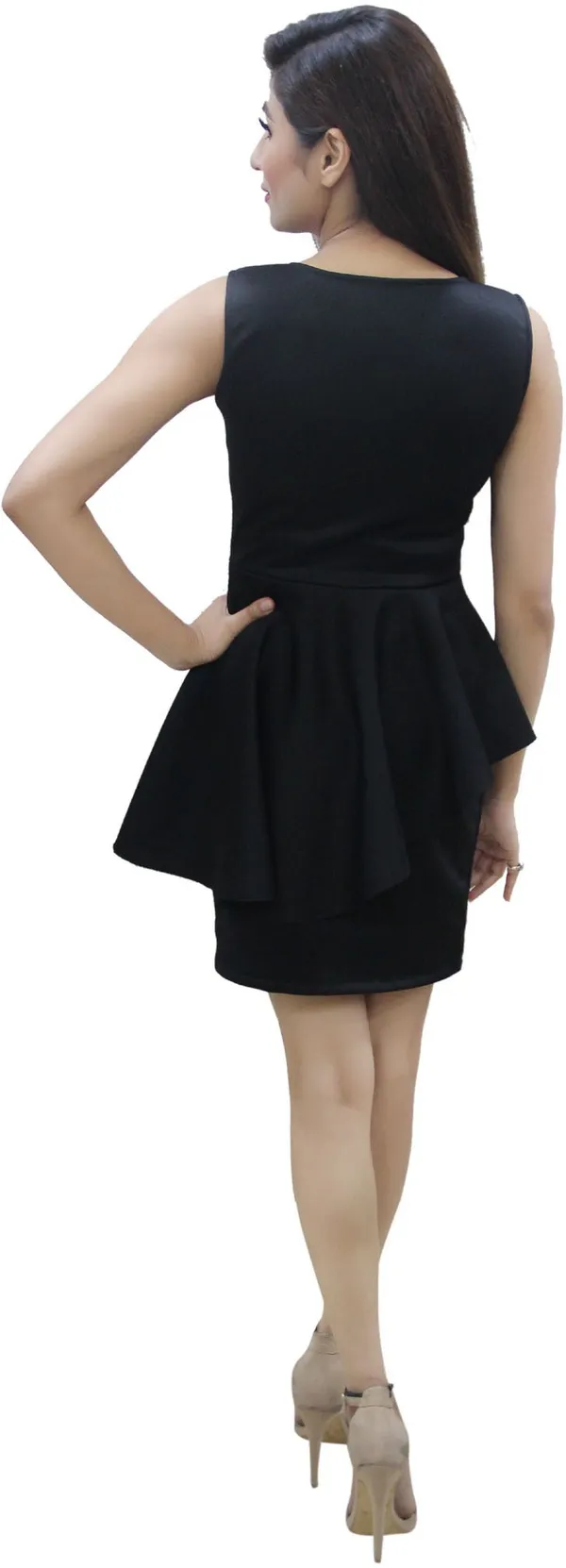 Black_Lycra_Blend_Round_Neck_Sleeveless_Knee_Length_Peplum_Dress_For_Women