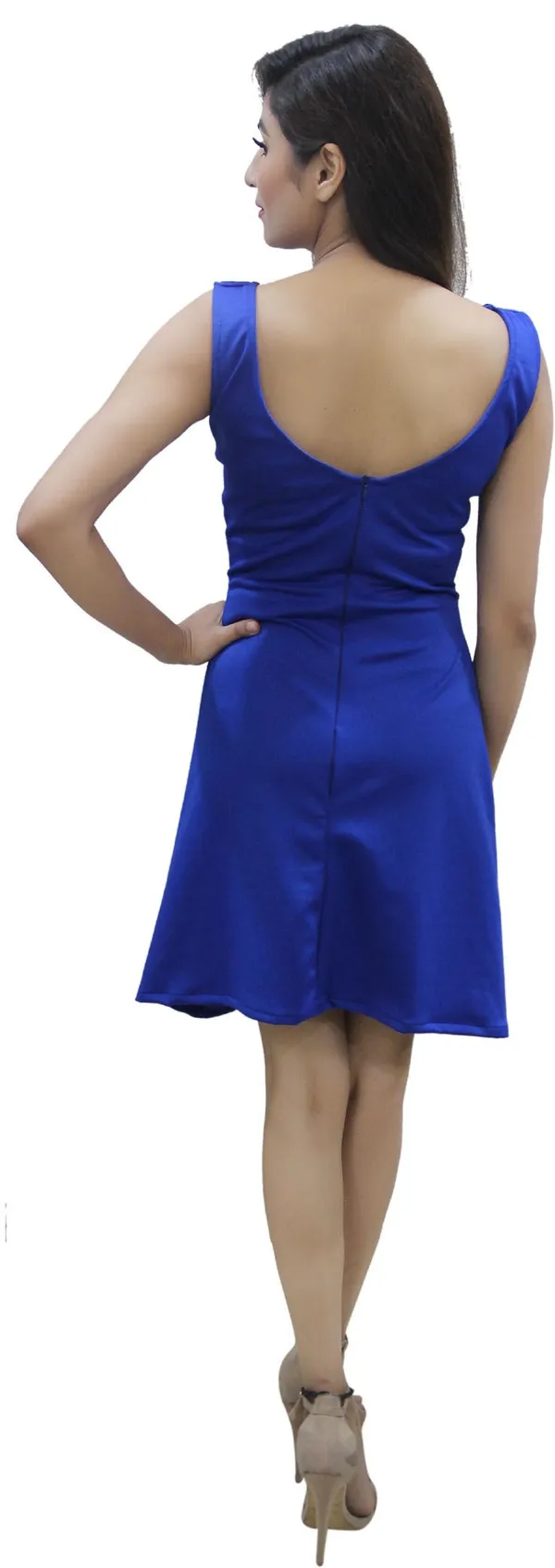 Blue_Lycra_Blend_Square_Neck_Sleeveless_Knee_Length_A-Line_Dress_For_Women
