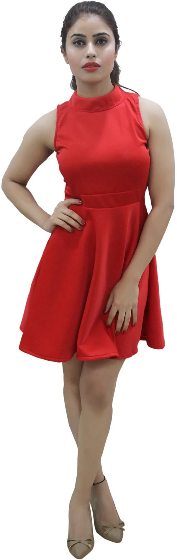 Red_Lycra_Blend_Round_Neck_Sleeveless_Knee_Length_A-Line_Dress_For_Women