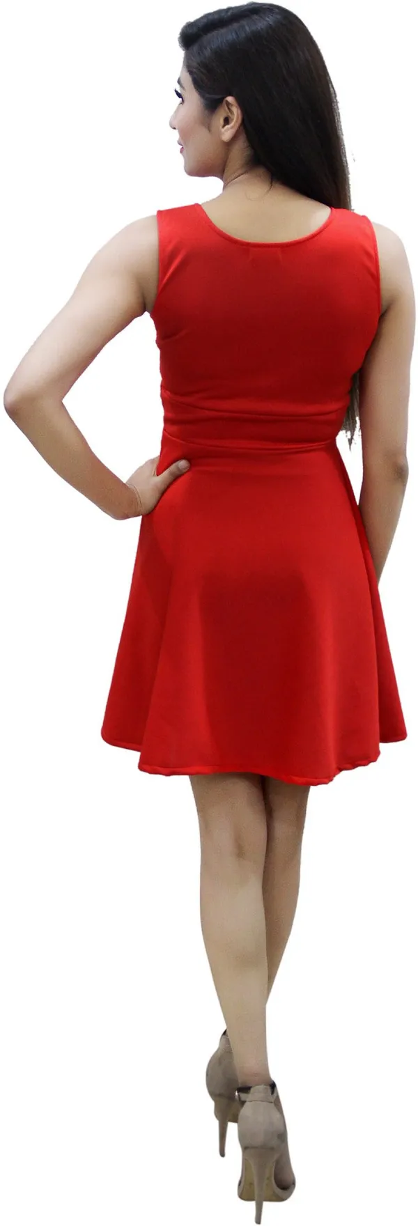 Red_Lycra_Blend_Round_Neck_Sleeveless_Knee_Length_Skater_Dress_For_Women