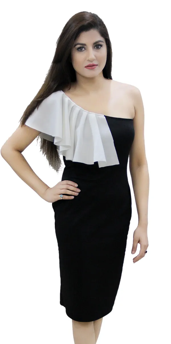 Multicolor_Lycra_Blend_One_Shoulder_Sleeveless_Knee_Length_Bodycon_Dress_For_Women