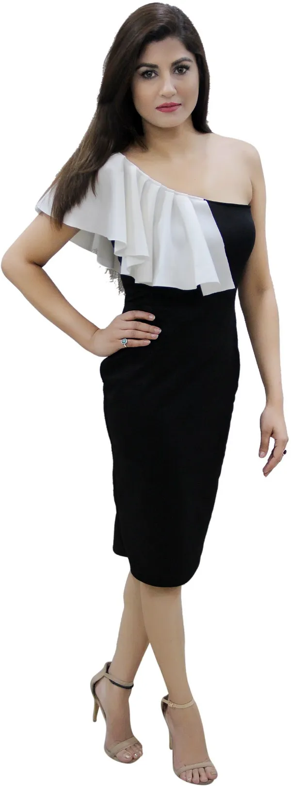 Multicolor_Lycra_Blend_One_Shoulder_Sleeveless_Knee_Length_Bodycon_Dress_For_Women
