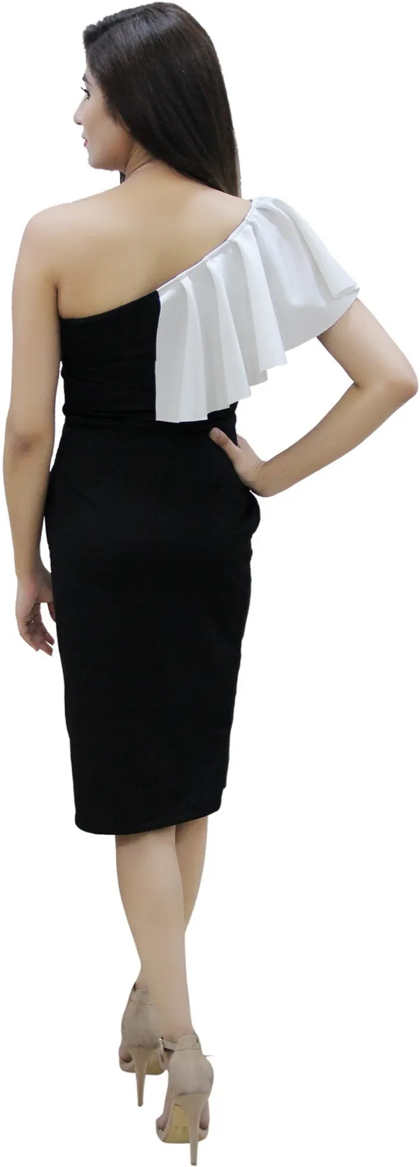 Multicolor_Lycra_Blend_One_Shoulder_Sleeveless_Knee_Length_Bodycon_Dress_For_Women