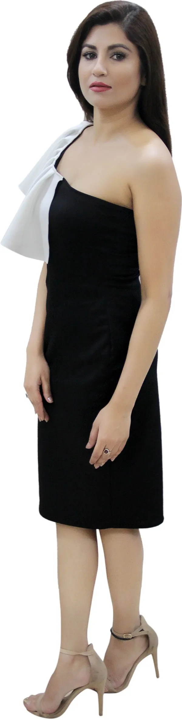 Multicolor_Lycra_Blend_One_Shoulder_Sleeveless_Knee_Length_Bodycon_Dress_For_Women