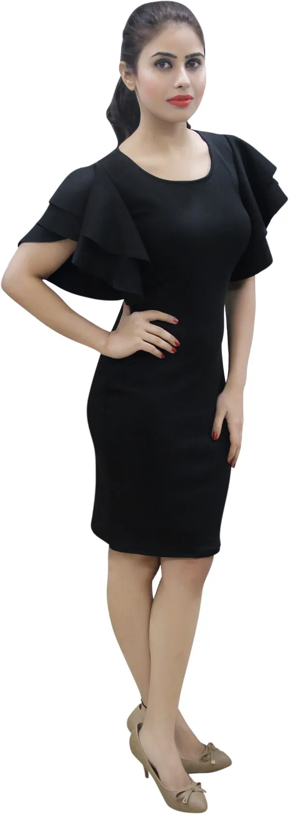 Black_Lycra_Blend_Knee_Length_Bodycon_Dress_For_Women
