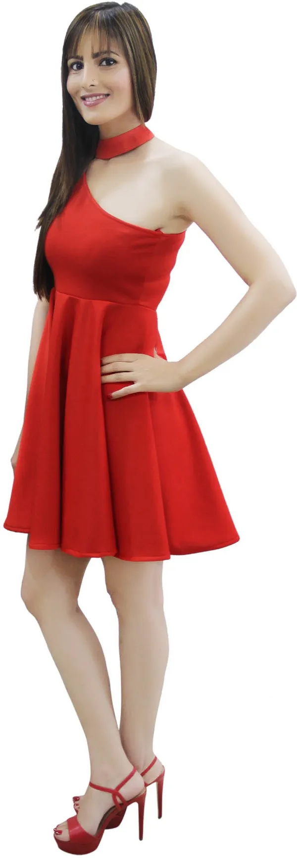 Red_Lycra_Blend_Above_Knee_Skater_Dress_For_Women