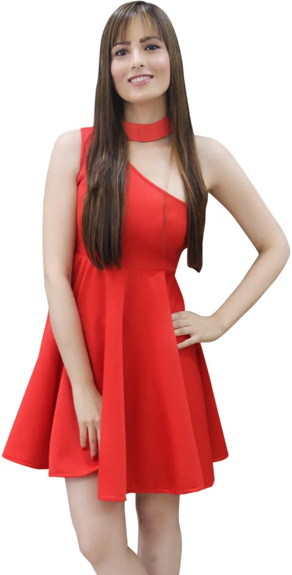 Red_Lycra_Blend_Above_Knee_Skater_Dress_For_Women