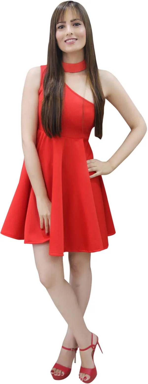 Red_Lycra_Blend_Above_Knee_Skater_Dress_For_Women