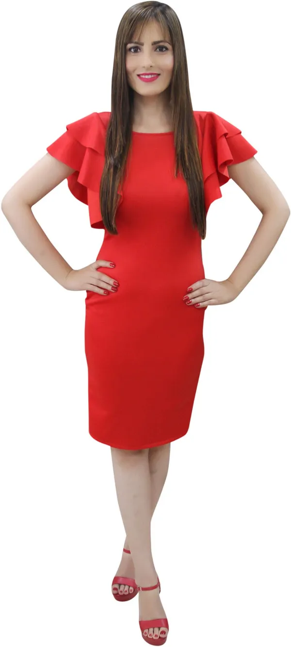 Red_Lycra_Blend_Round_Neck_Knee_Length_Bodycon_Dress_For_Women