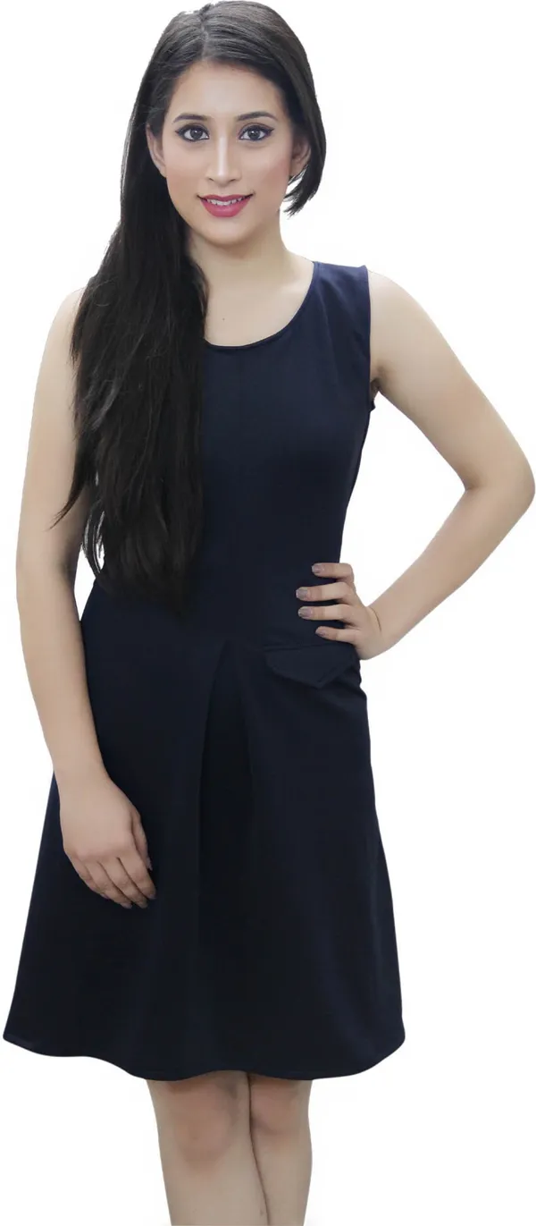 Dark_Blue_Lycra_Blend_Round_Neck_Sleeveless_Above_Knee_A-Line_Dress_For_Women