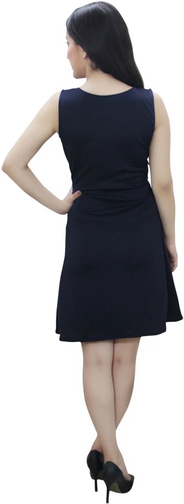 Dark_Blue_Lycra_Blend_Round_Neck_Sleeveless_Above_Knee_A-Line_Dress_For_Women