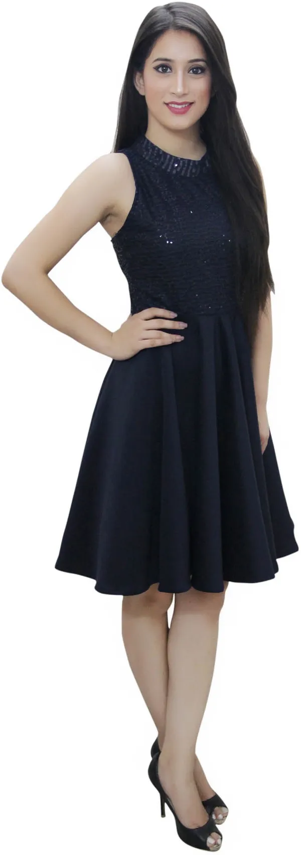 Dark_Blue_Lycra_Blend_Sleeveless_Knee_Length_Skater_Dress_For_Women