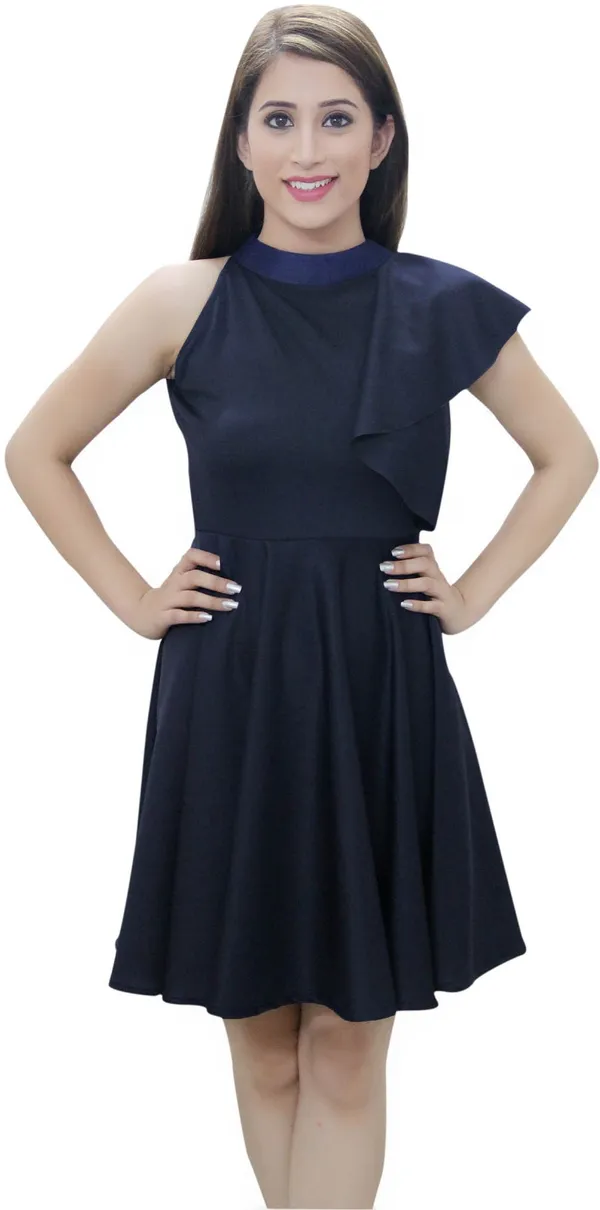 Dark_Blue_Lycra_Blend_Round_Neck_Sleeveless_Knee_Length_Skater_Dress_For_Women