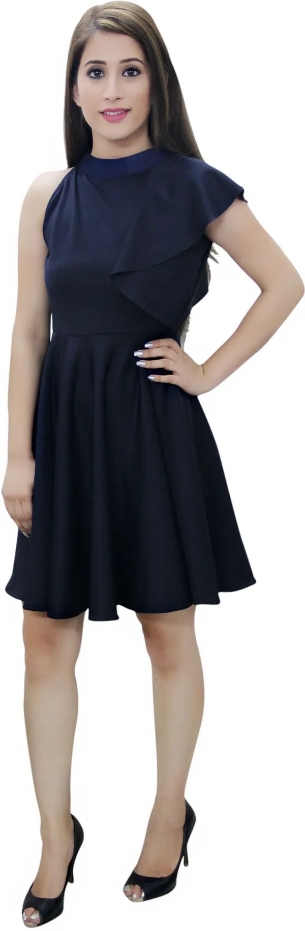 Dark_Blue_Lycra_Blend_Round_Neck_Sleeveless_Knee_Length_Skater_Dress_For_Women