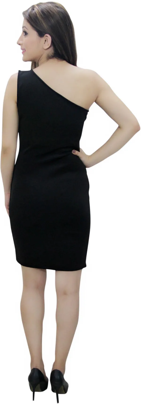Black_Lycra_Blend_One_Shoulder_Sleeveless_Above_Knee_Tube_Dress_For_Women