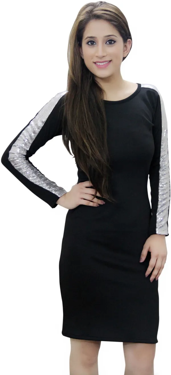 Multicolor_Lycra_Blend_Full_Sleeve_Knee_Length_Bodycon_Dress_For_Women