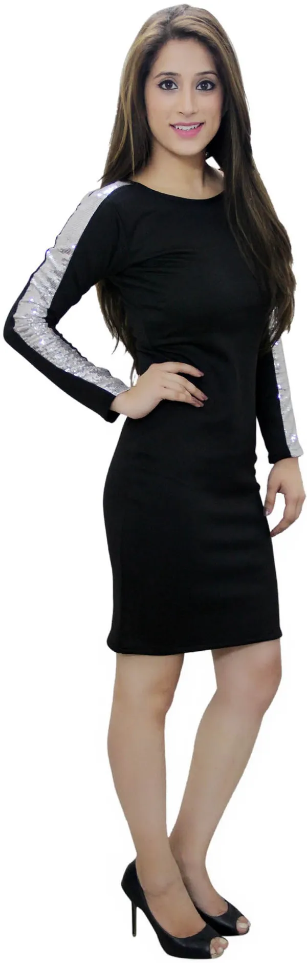 Multicolor_Lycra_Blend_Full_Sleeve_Knee_Length_Bodycon_Dress_For_Women
