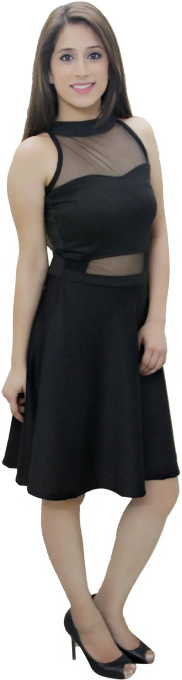 Black_Lycra_Blend_Round_Neck_Sleeveless_Knee_Length_Skater_Dress_For_Women