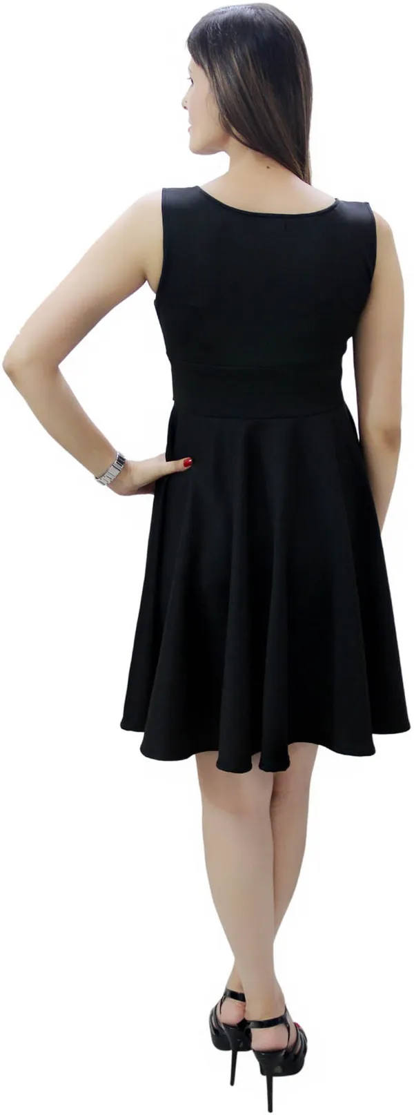 Black_Lycra_Blend_Round_Neck_Sleeveless_Knee_Length_Skater_Dress_For_Women