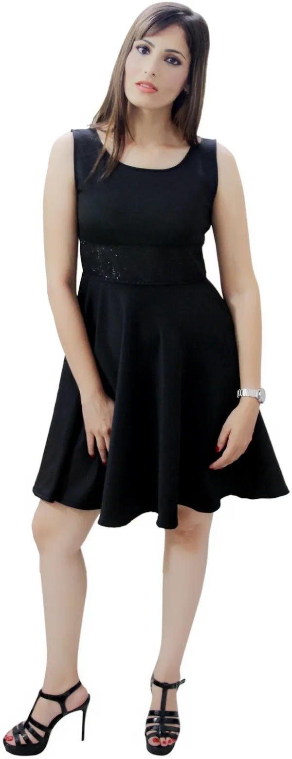 Black_Lycra_Blend_Round_Neck_Sleeveless_Knee_Length_Skater_Dress_For_Women