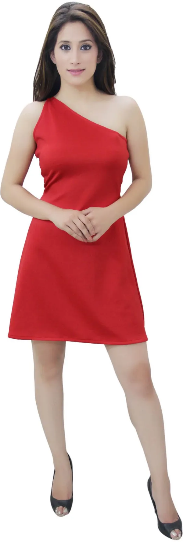 Red_Lycra_Blend_One_Shoulder_Sleeveless_Above_Knee_A-Line_Dress_For_Women