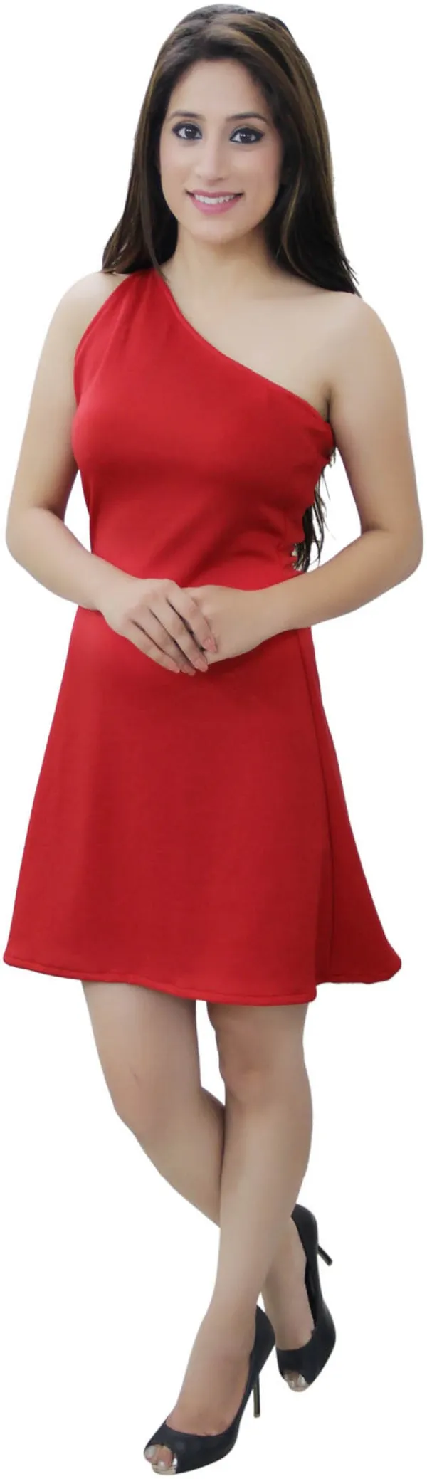 Red_Lycra_Blend_One_Shoulder_Sleeveless_Above_Knee_A-Line_Dress_For_Women