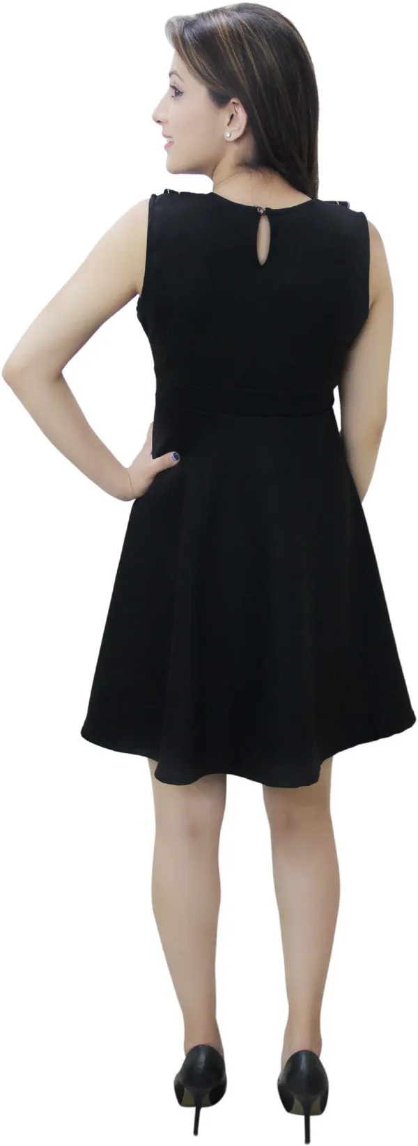 Black_Lycra_Blend_V-Neck_Sleeveless_Above_Knee_Fit_And_Flare_Dress_For_Women