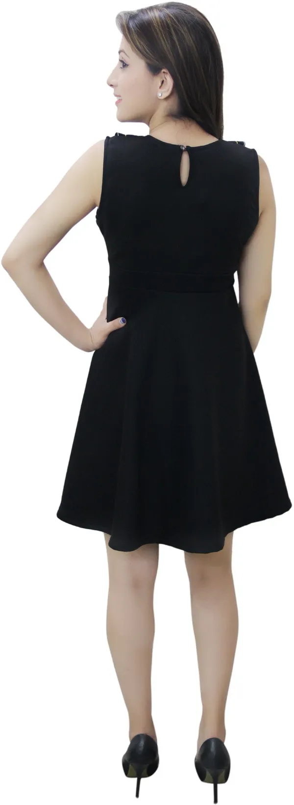 Black_Lycra_Blend_V-Neck_Sleeveless_Above_Knee_Fit_And_Flare_Dress_For_Women