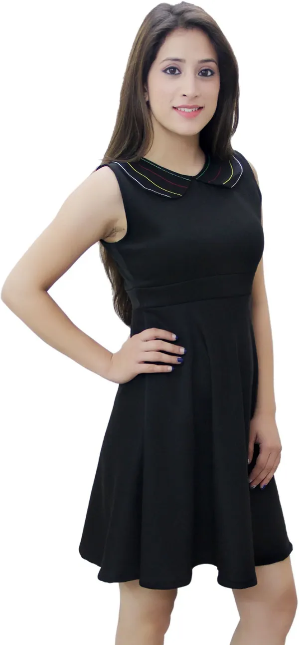 Black_Lycra_Blend_V-Neck_Sleeveless_Above_Knee_Fit_And_Flare_Dress_For_Women