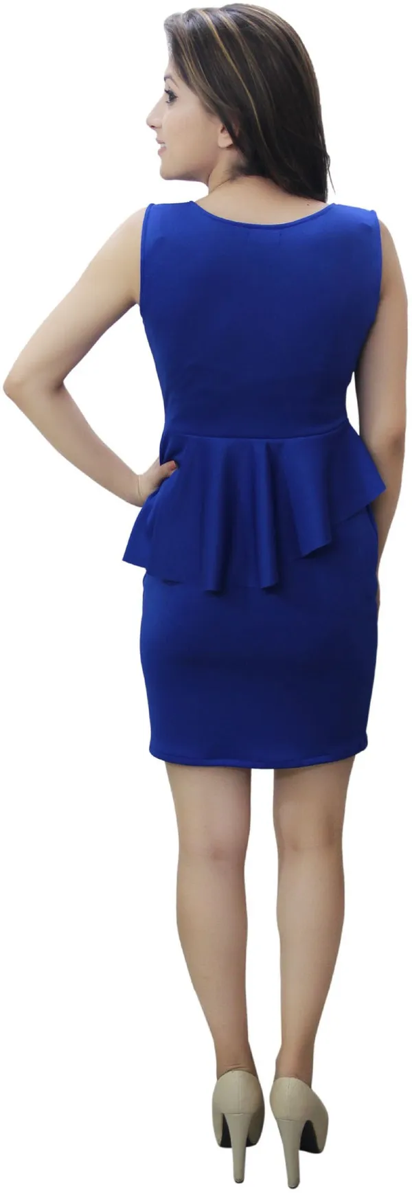Blue_Lycra_Blend_Sleeveless_Above_Knee_Peplum_Dress_For_Women