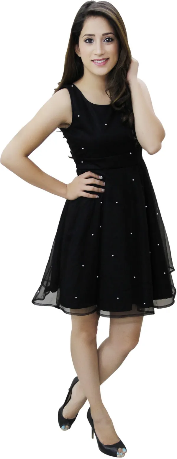 Black_Lycra_Blend_Round_Neck_Sleeveless_Above_Knee_Fit_And_Flare_Dress_For_Women
