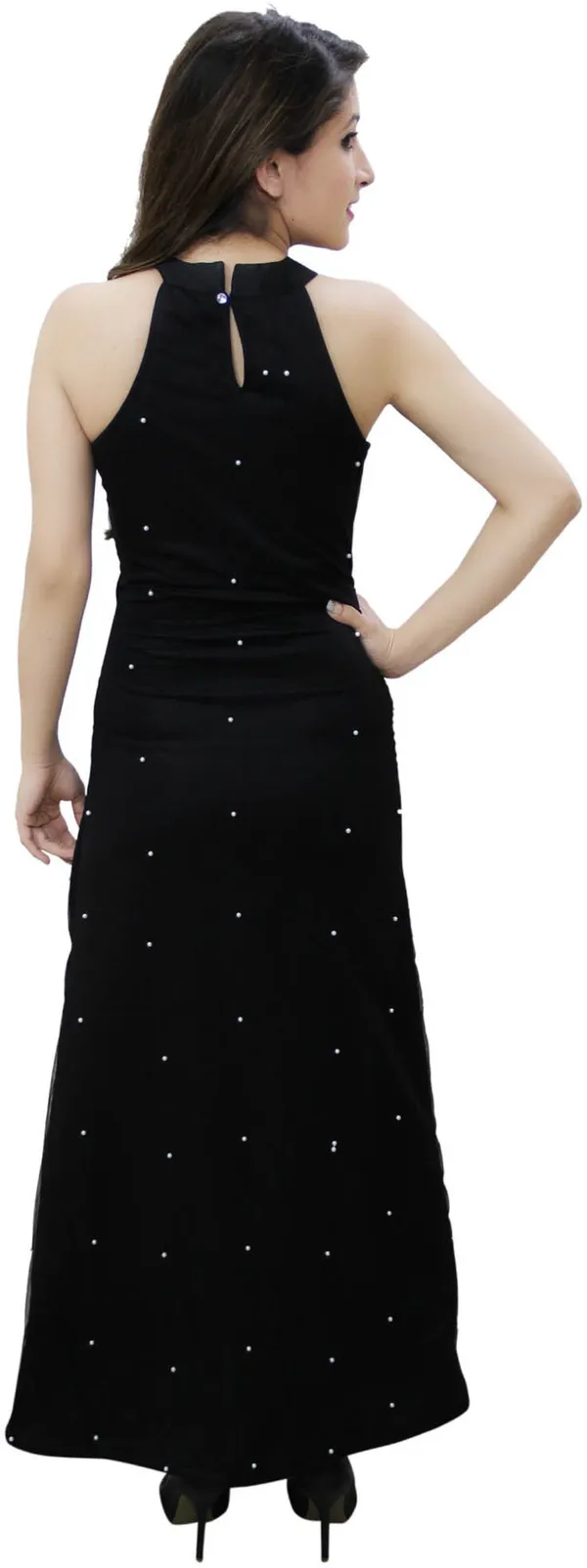 Black_Lycra_Blend_Collared_Sleeveless_Full_Length_A-Line_Dress_For_Women