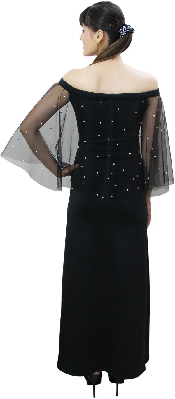 Dark_Blue_Lycra_Blend_Off_Shoulder_Off_Shoulder_Sleeve_Full_Length_Maxi_Dress_For_Women