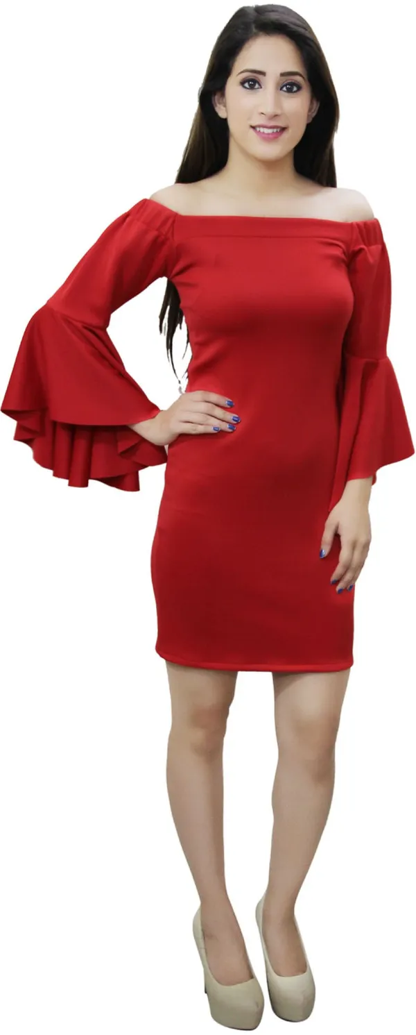 Red_Lycra_Blend_Off_Shoulder_Full_Sleeve_Above_Knee_Bodycon_Dress_For_Women