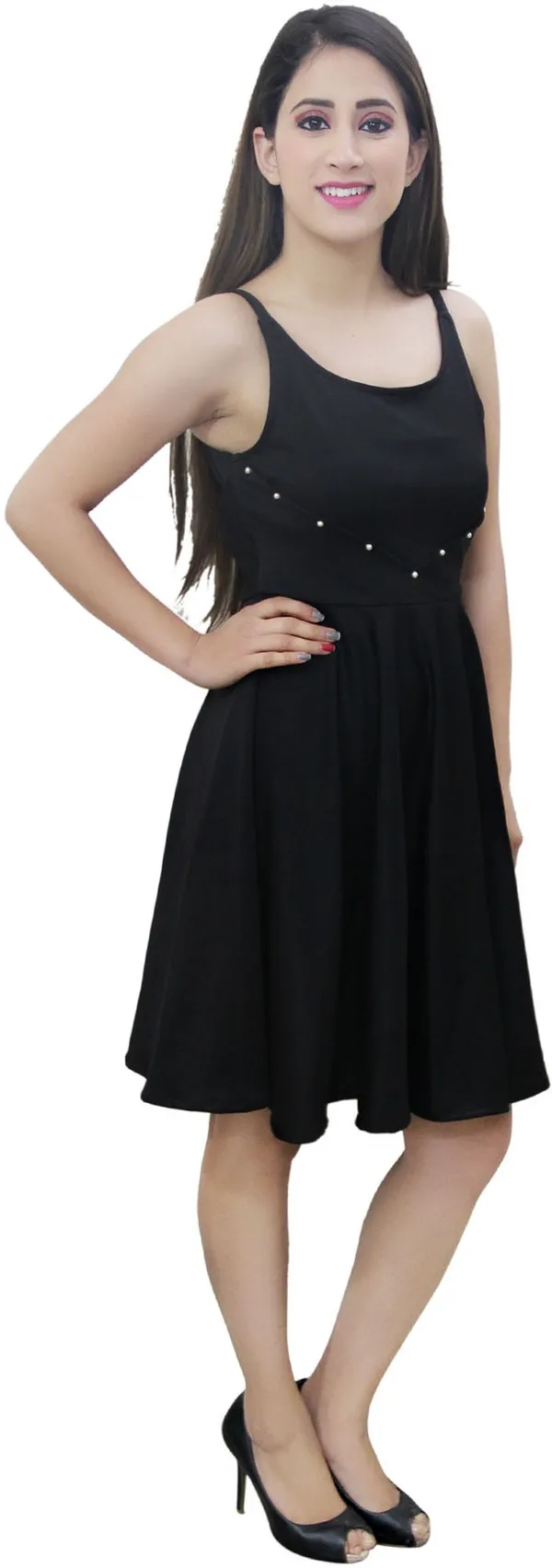 Black_Lycra_Blend_U_Neck_Sleeveless_Knee_Length_Skater_Dress_For_Women