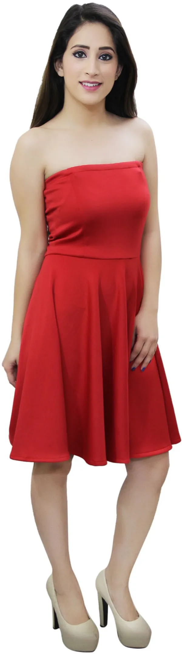 Red_Lycra_Blend_Off_Shoulder_Sleeveless_Knee_Length_Skater_Dress_For_Women