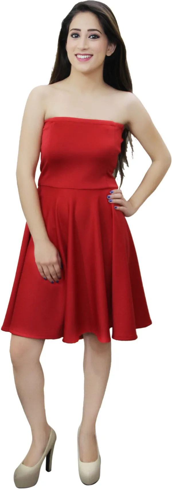 Red_Lycra_Blend_Off_Shoulder_Sleeveless_Knee_Length_Skater_Dress_For_Women