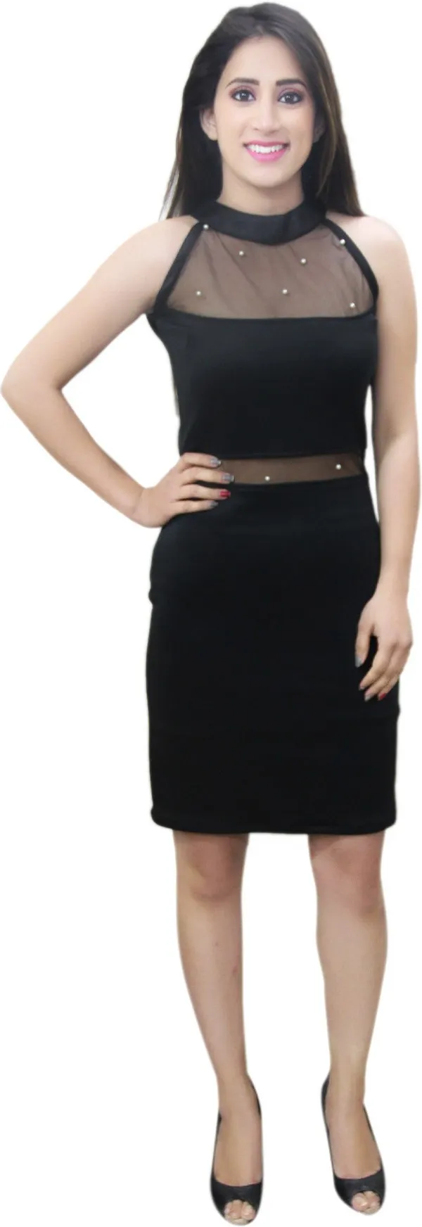 Black_Lycra_Blend_Above_Knee_Sheath_Dress_For_Women