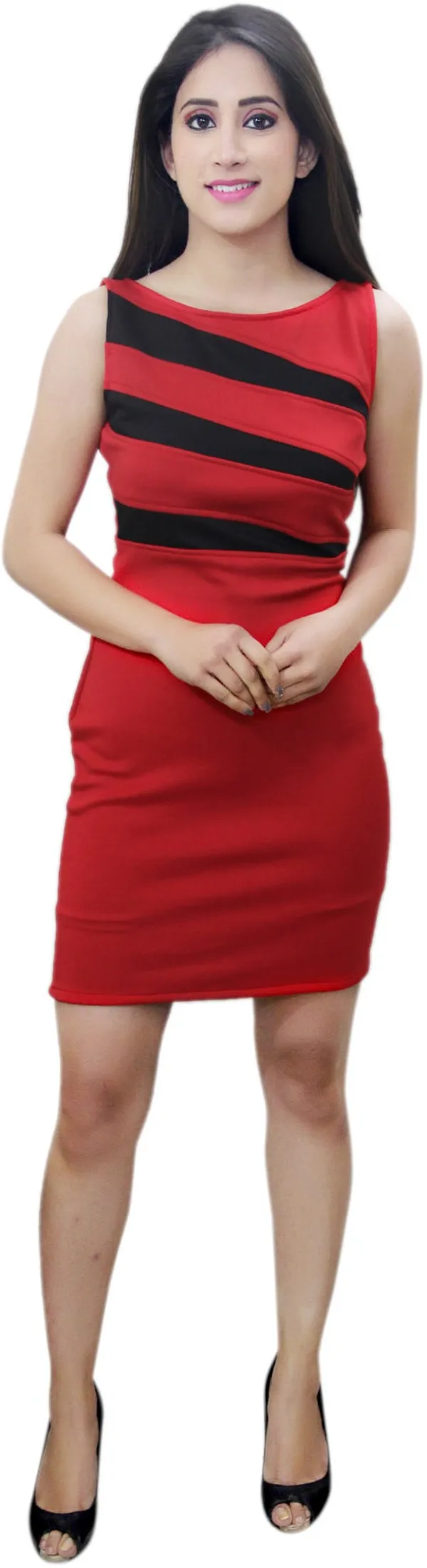 Red_Lycra_Blend_Round_Neck_Sleeveless_Above_Knee_Sheath_Dress_For_Women