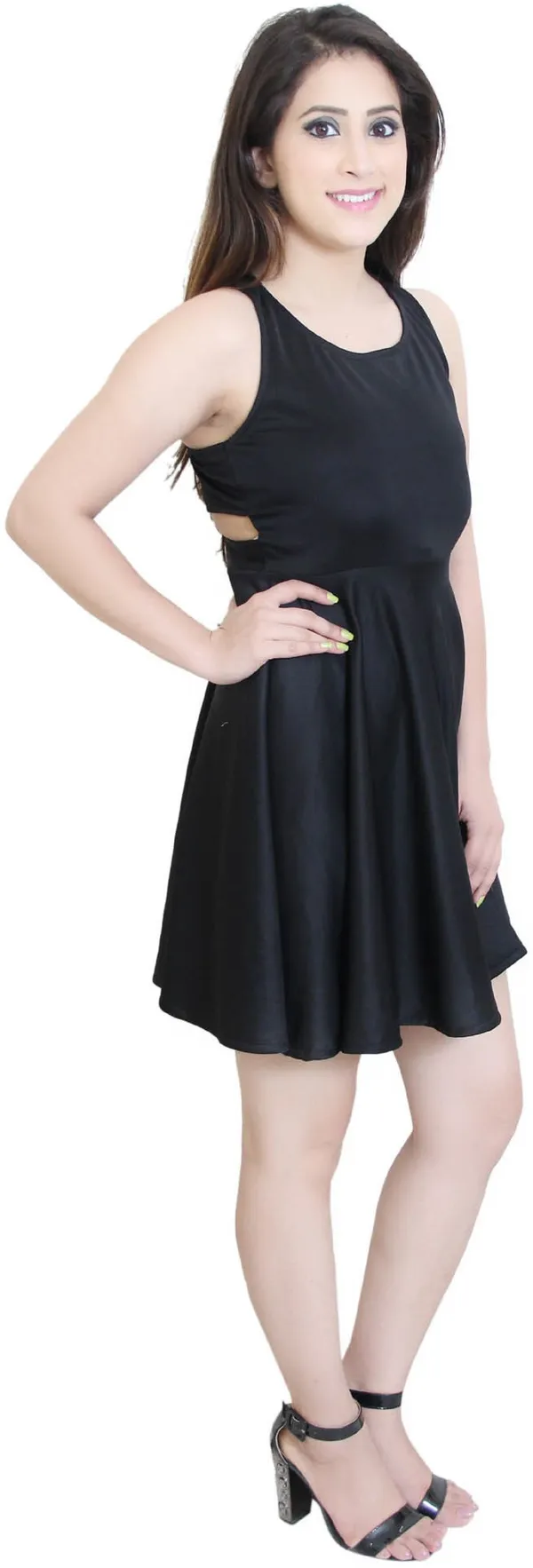 Black_Lycra_Blend_Round_Neck_Sleeveless_Above_Knee_Fit_And_Flare_Dress_For_Women