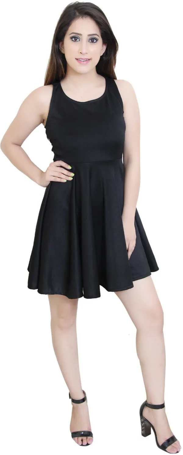 Black_Lycra_Blend_Round_Neck_Sleeveless_Above_Knee_Fit_And_Flare_Dress_For_Women