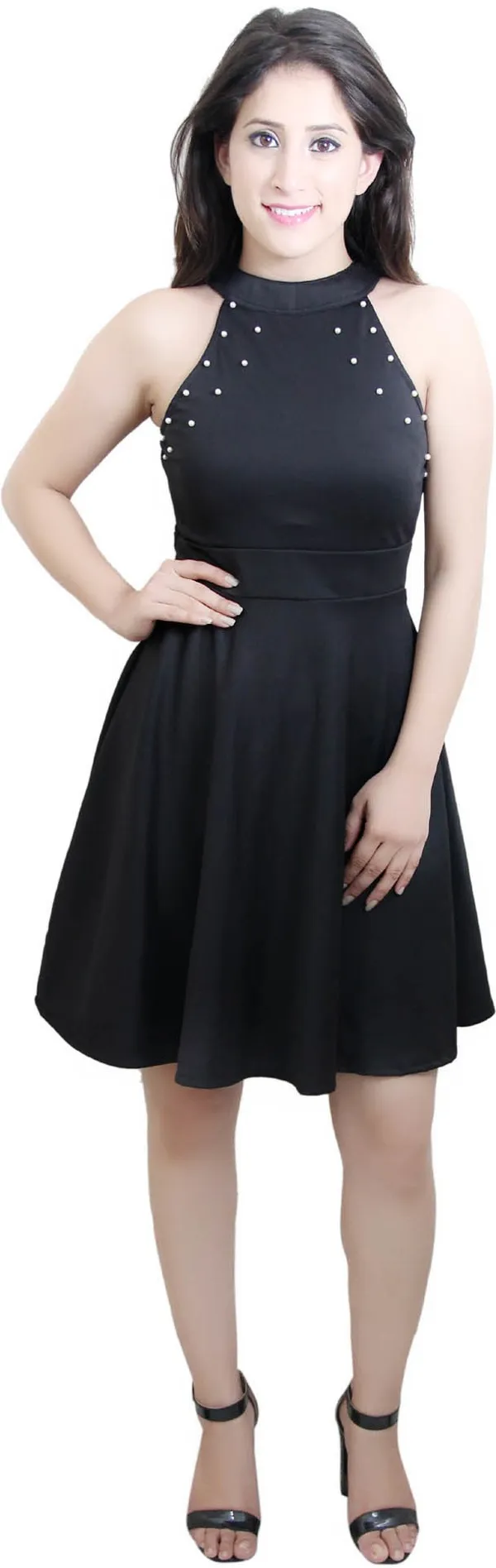 Black_Lycra_Blend_Knee_Length_Skater_Dress_For_Women