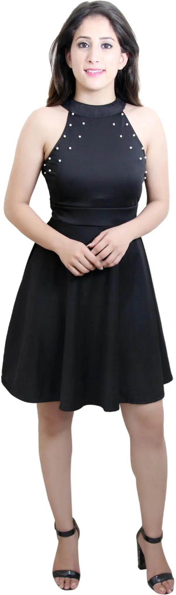 Black_Lycra_Blend_Knee_Length_Skater_Dress_For_Women