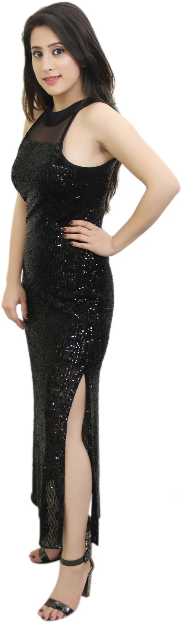 Black_Georgette_Full_Length_Maxi_Dress_For_Women