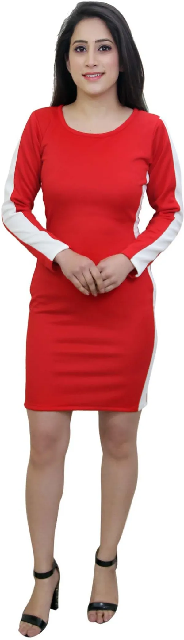 Red_Lycra_Blend_Round_Neck_Full_Sleeve_Above_Knee_Bodycon_Dress_For_Women
