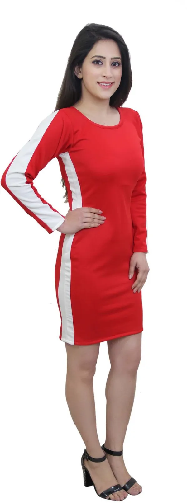 Red_Lycra_Blend_Round_Neck_Full_Sleeve_Above_Knee_Bodycon_Dress_For_Women