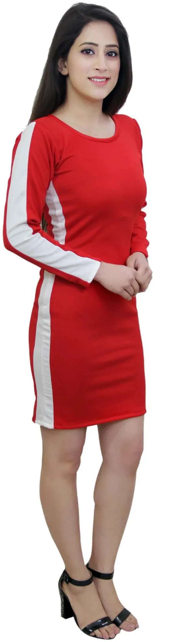 Red_Lycra_Blend_Round_Neck_Full_Sleeve_Above_Knee_Bodycon_Dress_For_Women