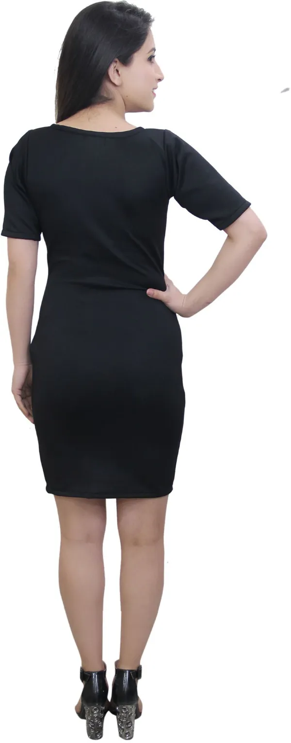 Black_Lycra_Blend_U_Neck_Half_Sleeve_Above_Knee_Bodycon_Dress_For_Women