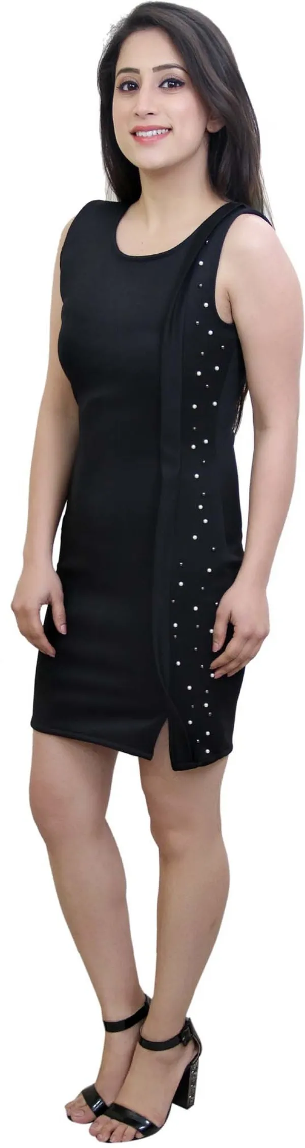 Black_Lycra_Blend_Round_Neck_Sleeveless_Above_Knee_Bodycon_Dress_For_Women
